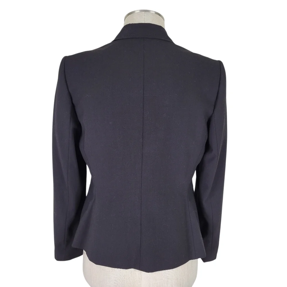 Tahari ASL Mix Blazer Size 6P Black  Front Slip Pockets 2 Button Notch Collar